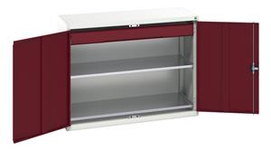 16926604.** Verso kitted cupboard with 2 shelves, 1 drawer. WxDxH: 1300x550x1000mm. RAL 7035/5010 or selected